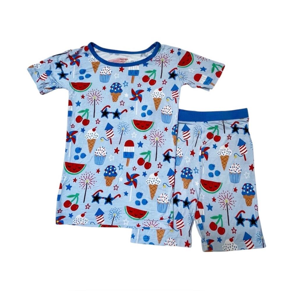 Little Sleepies 4th of July Summer Bamboo PJ Set Size 9/10